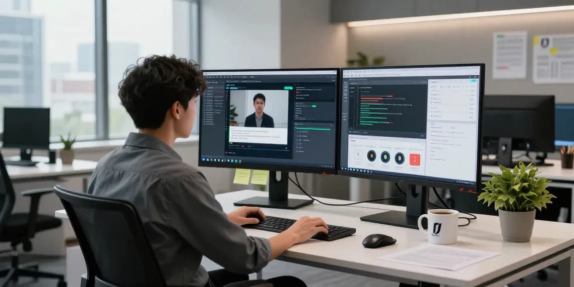 AI detector in action during content analysis with advanced technology in a modern workspace.