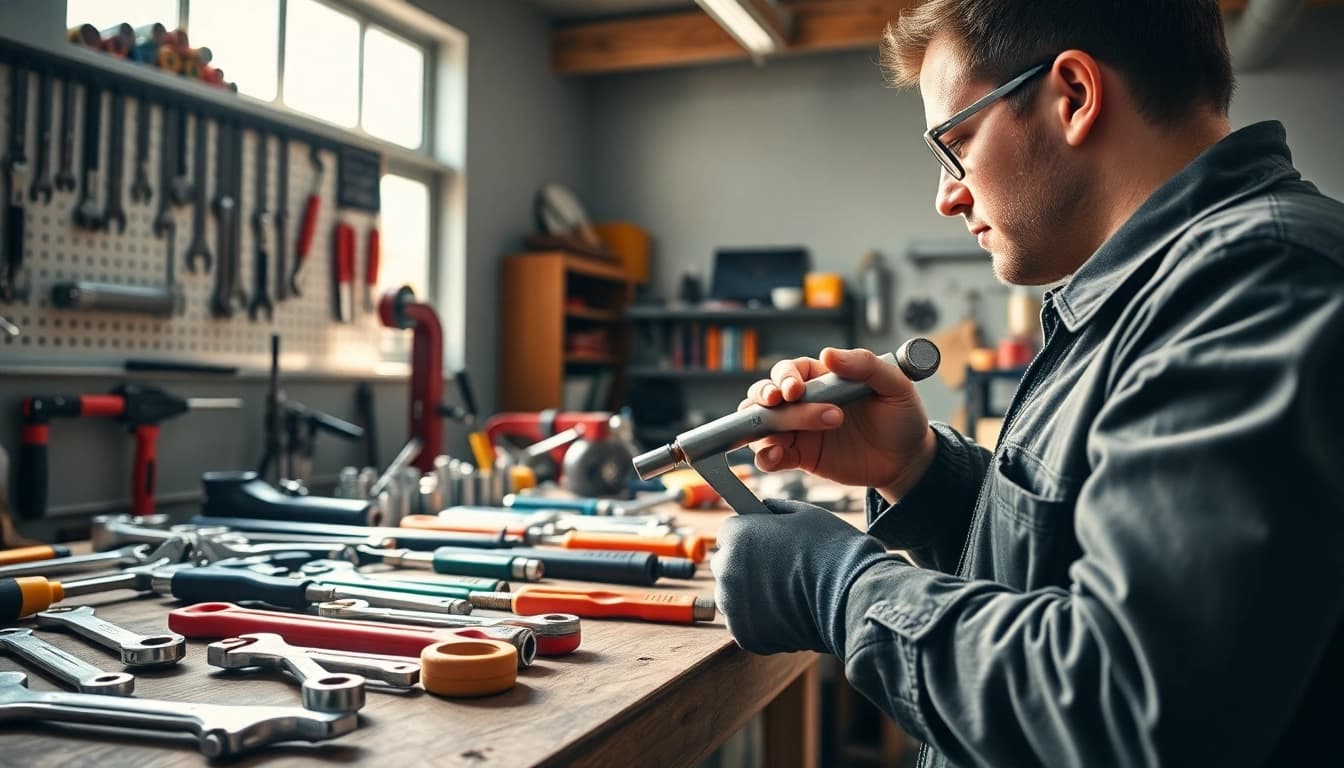 Mechanic using high-quality Stahlwille tools on a workbench.