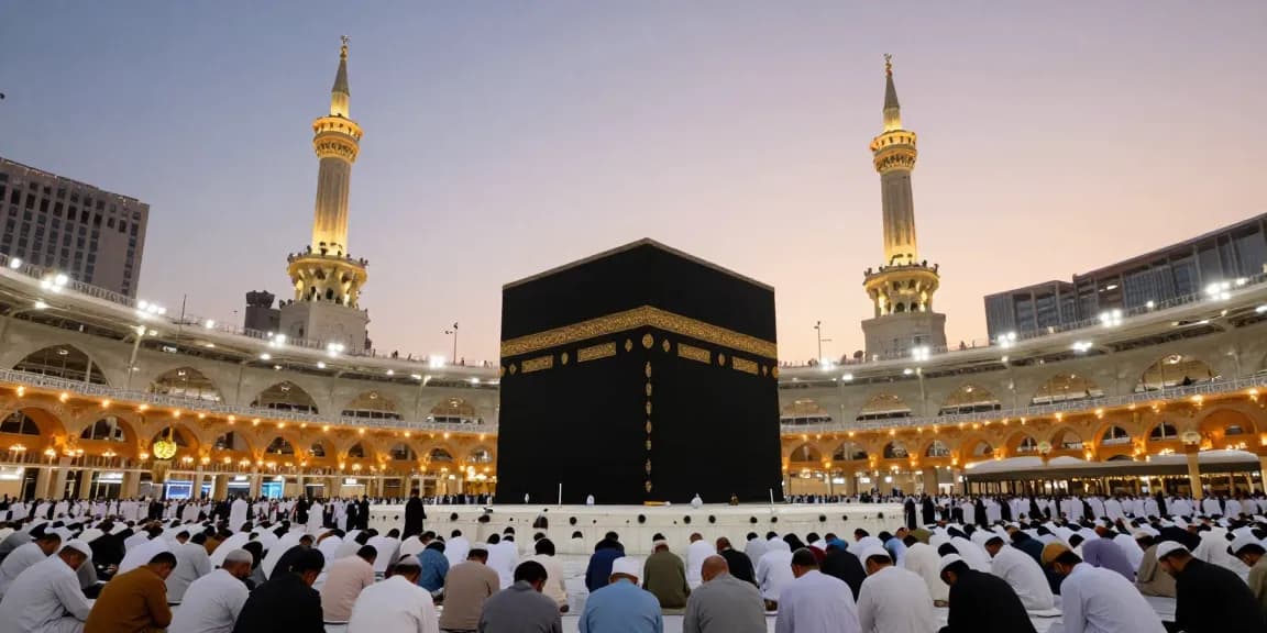 Experience umroh Itikaf in the spiritual heart of Mecca, surrounded by thousands of pilgrims in profound devotion.