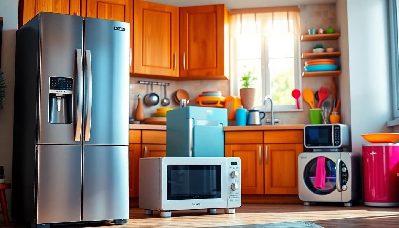 Showcase of affordable appliances enhancing a cozy kitchen atmosphere.