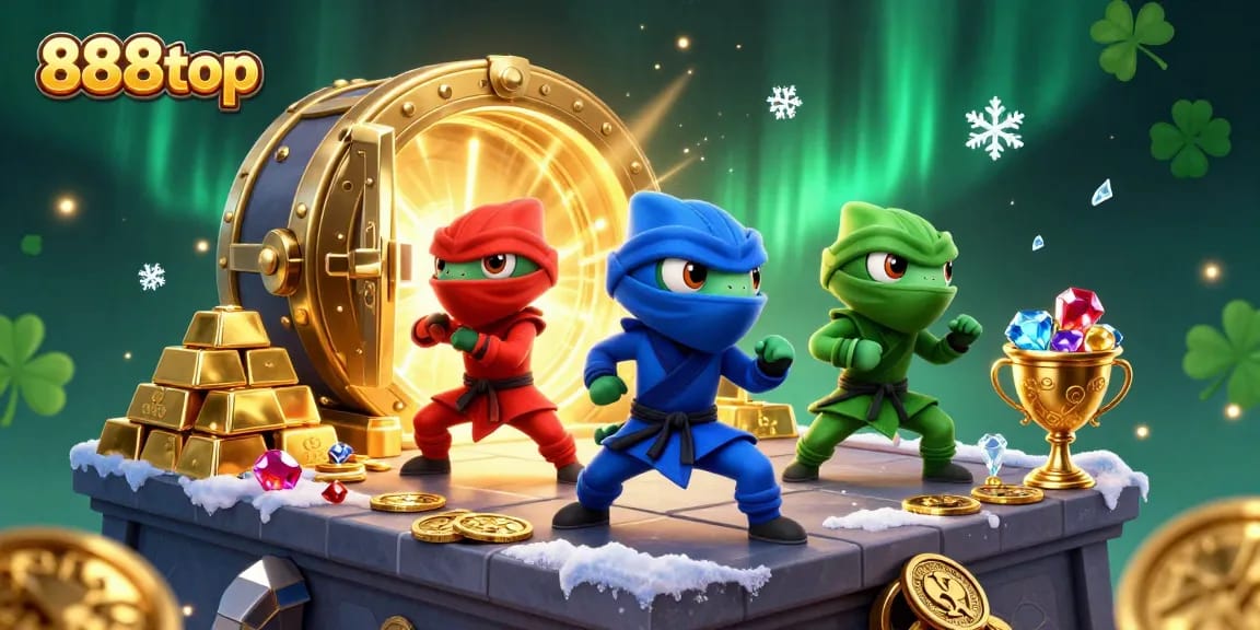 Experience thrilling action at 888top with ninja chameleons in a treasure-filled casino adventure.