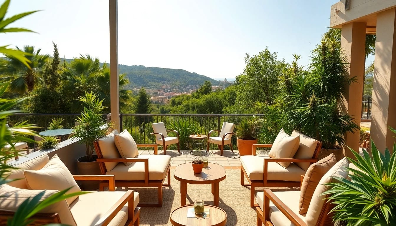 Profitez de l'expérience du Club Cannabis Costa Brava dans un environnement relaxant et verdoyant.
