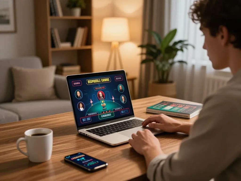 Engaging online casino experience with tt88 app on laptop and responsible gaming habits.