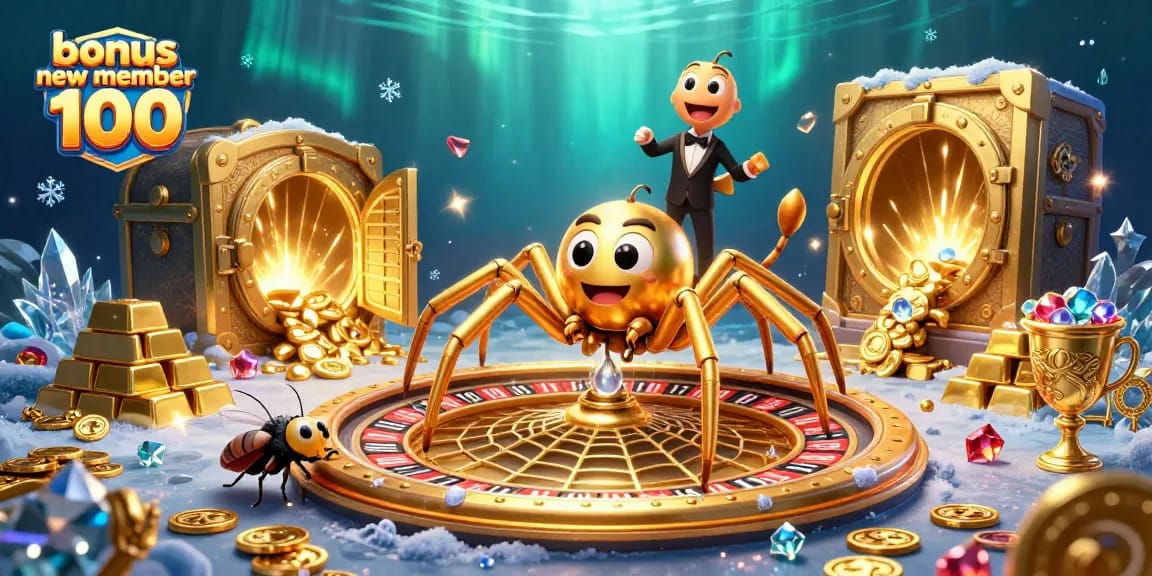 Experience thrilling gameplay with bonus new member 100 by spinning the golden web of fortune.
