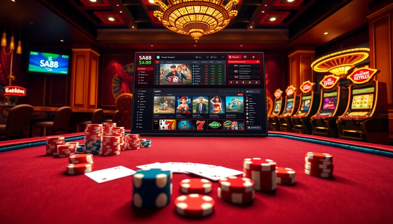 Experience the excitement of sa88 with vibrant digital casino elements and gaming action.