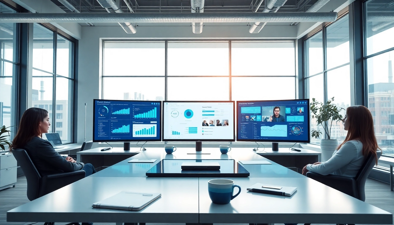 AI assistant for enterprise teams enhancing productivity in a vibrant office setting.