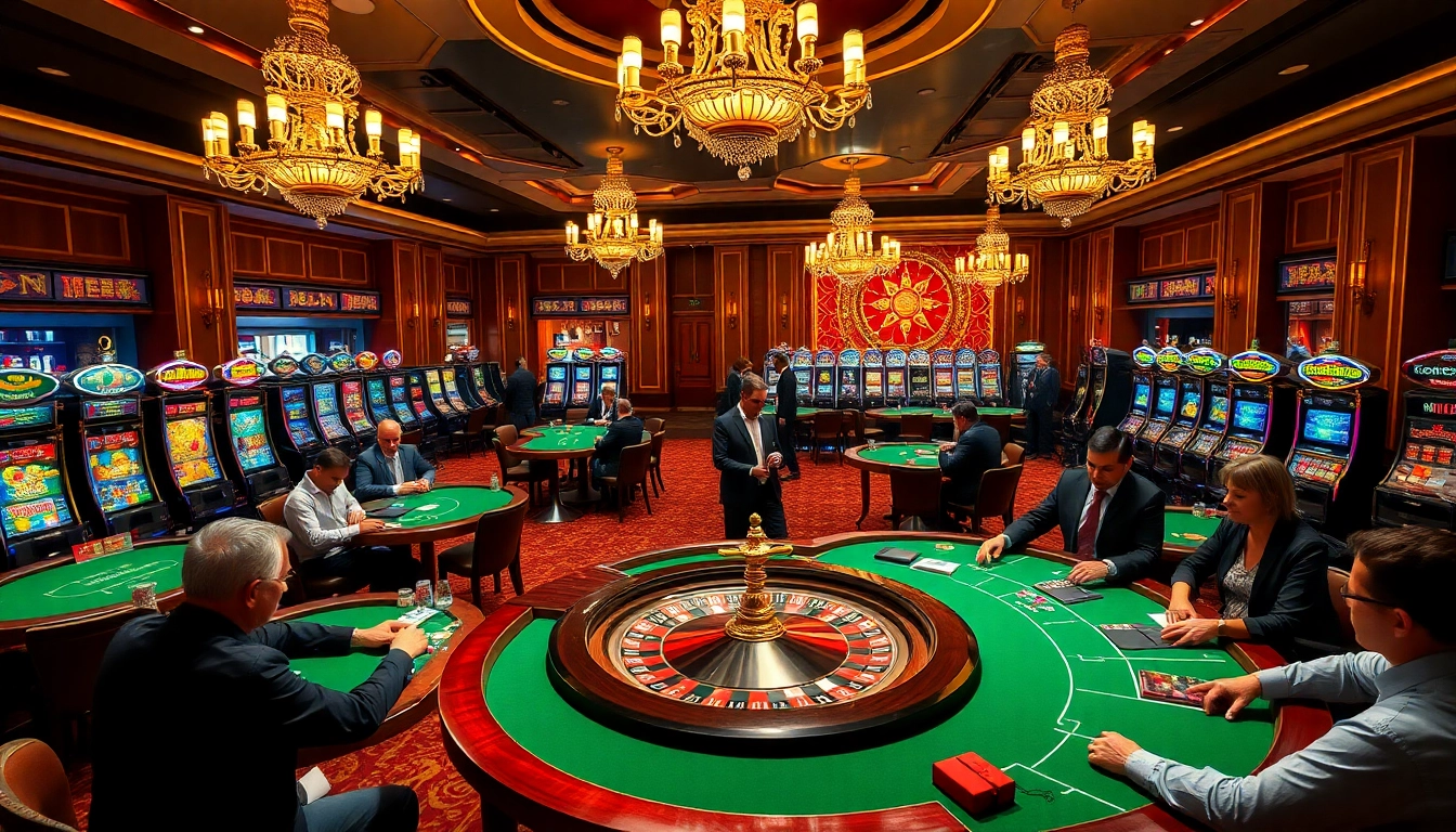 Exciting casino scene at 8day.cn.com showcasing poker players and roulette wheel.