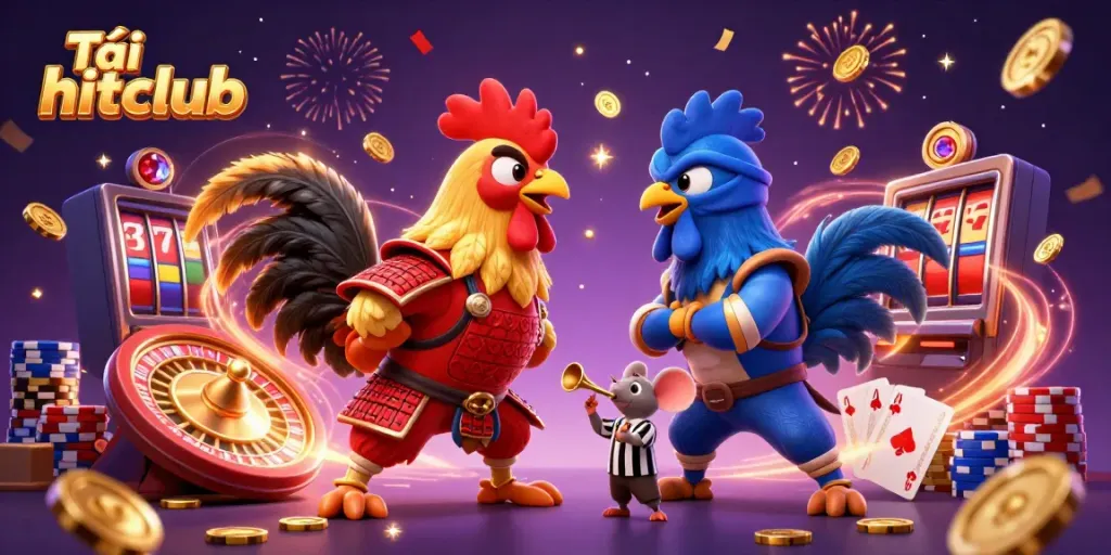 Engage in thrilling casino action by Tải hitclub with vibrant 3D roosters and dynamic game elements.