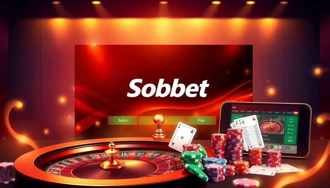 Sbobet gaming interface showcasing online betting excitement with luxe casino elements.