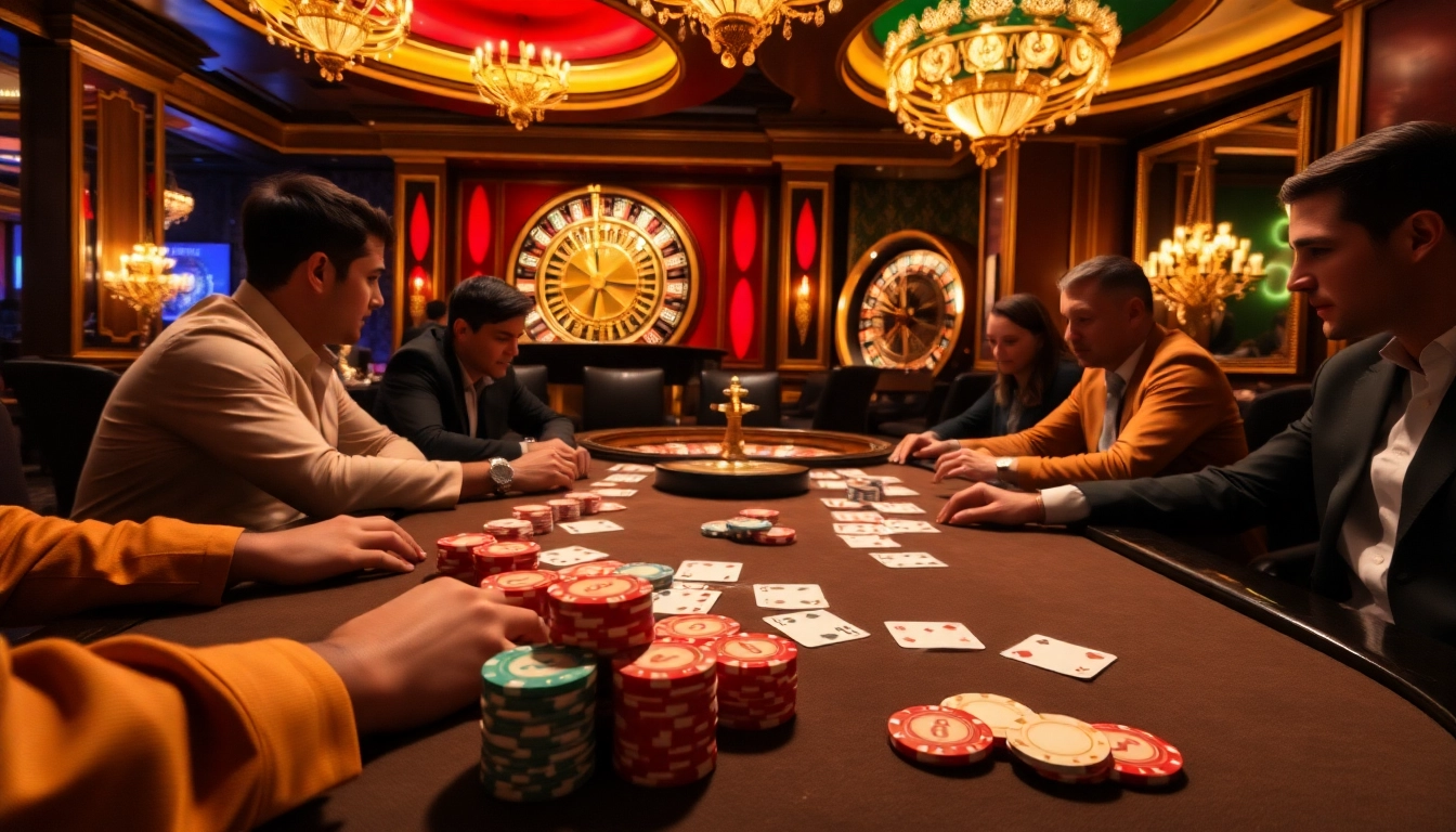 Experience thrilling gameplay at RR88 link with vibrant poker chips and a roulette wheel.