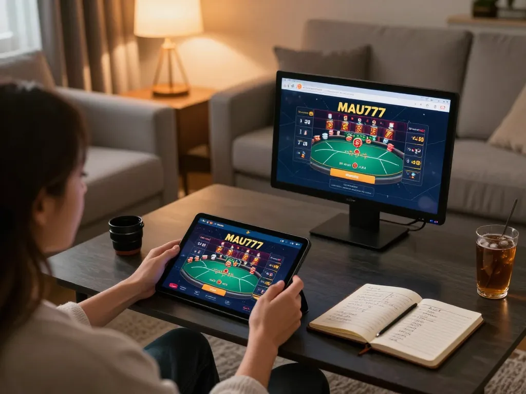 Ulasan menarik tentang login MAU777 yang menangkap seorang pemain menikmati perjudian online di tablet
