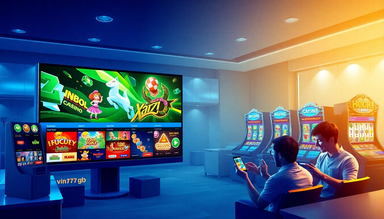 Online gaming platform interface with vibrant games at vin777.gb.net, showcasing casino and sports betting options.