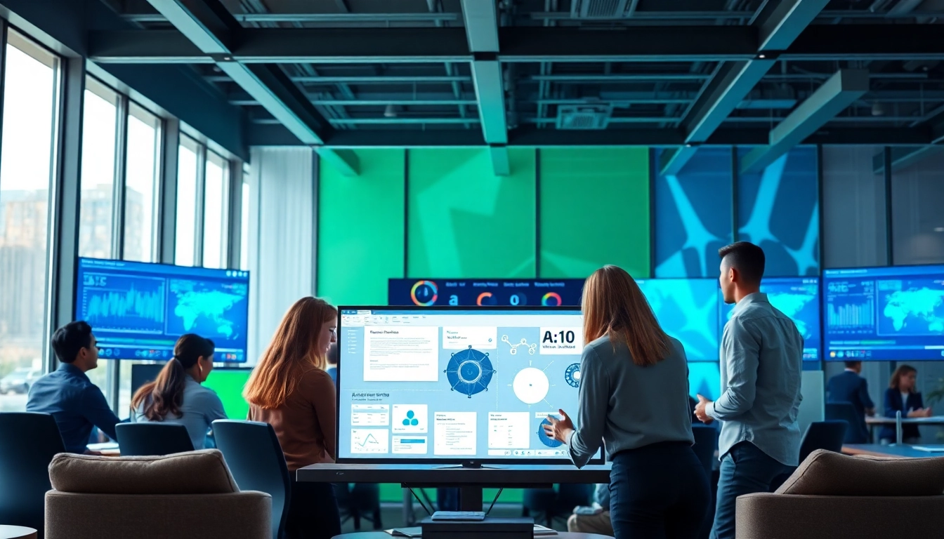 AI automation agency in UK team collaborating on innovative projects in a modern office setting.