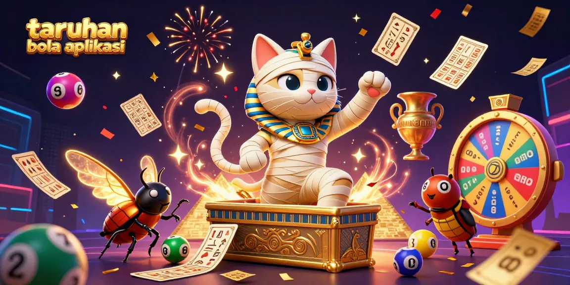 Experience excitement with taruhan bola aplikasi as a mummy cat and scarab beetle join a colorful casino extravaganza.