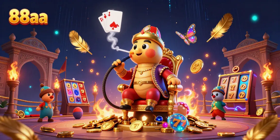 Engage with 88aa's vibrant casino scene featuring a Turkish sultan caterpillar character and dynamic slot elements.