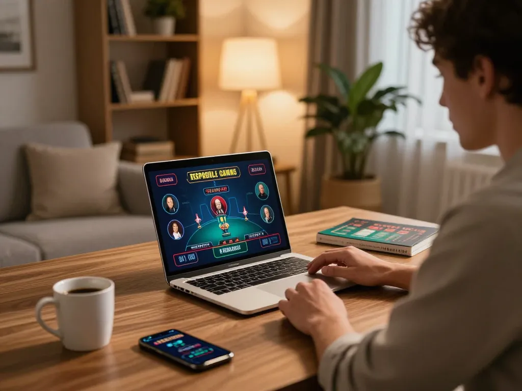 Engaging online casino experience with tt88 app on laptop and responsible gaming habits.