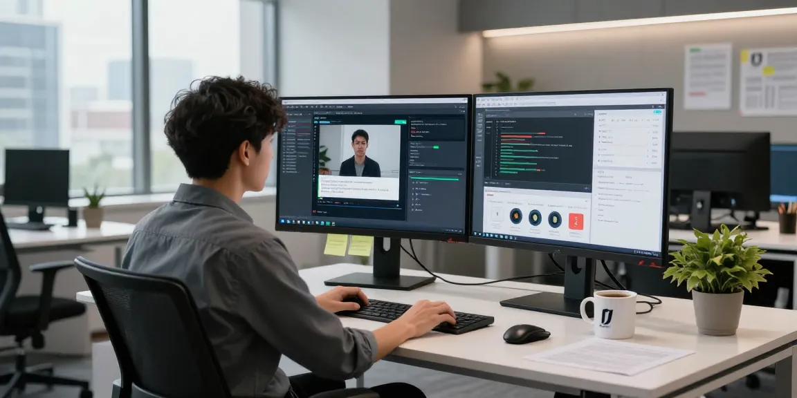 AI detector in action during content analysis with advanced technology in a modern workspace.