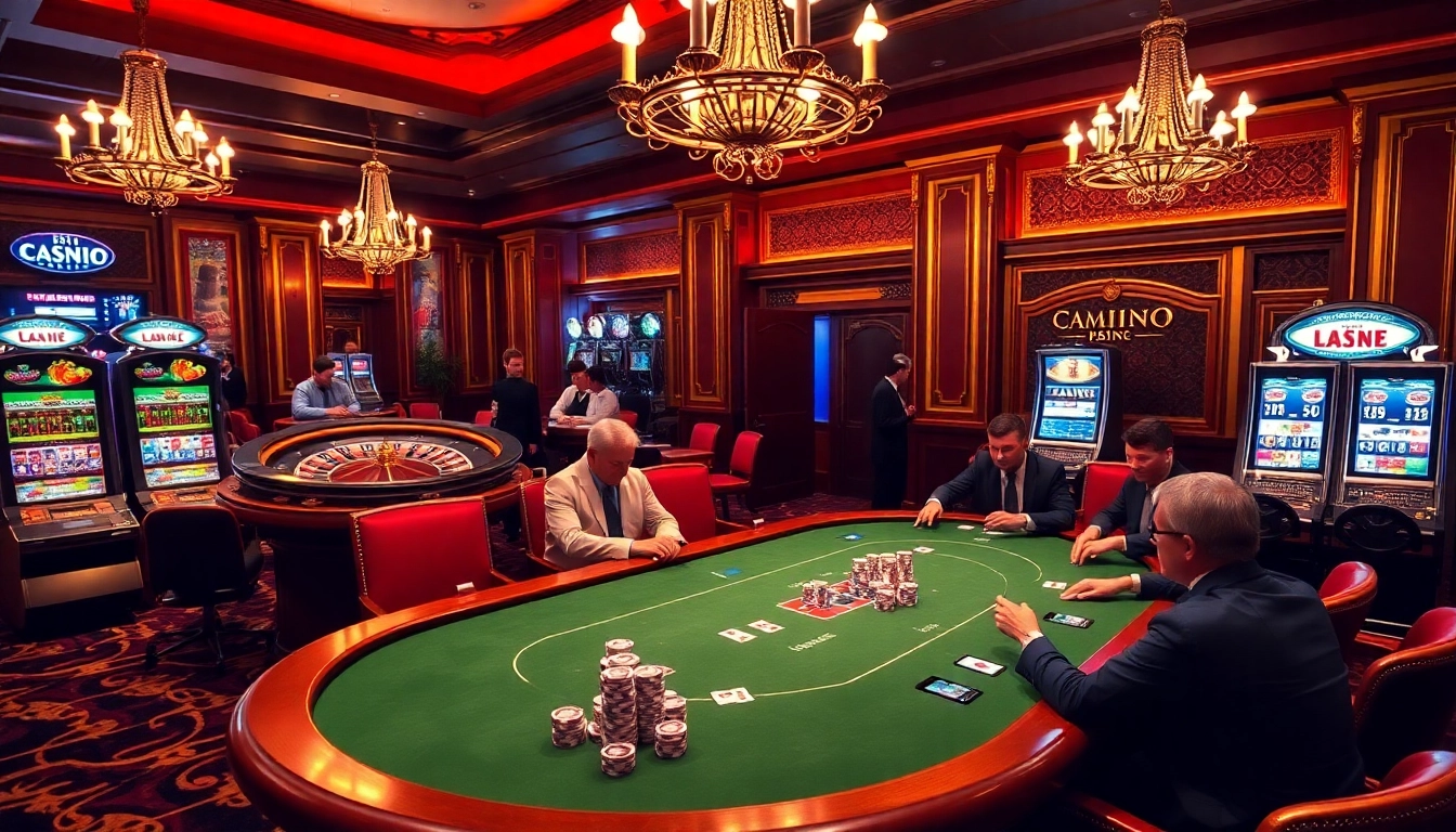 Vivez l'excitation aux meilleurs casino en ligne avec des joueurs à une table de poker, des jetons vibrants et une roulette palpitante.