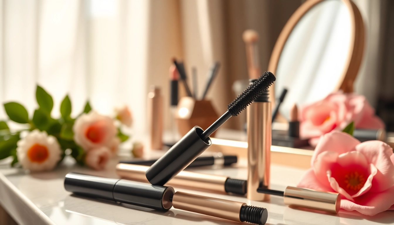 Apply luxe waterproof mascara for a flawless, glamorous look.