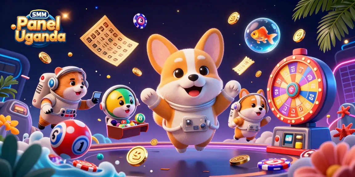Engage with SMM Panel Uganda as a corgi astronaut navigates a zero-gravity casino, revealing a dynamic prize wheel.