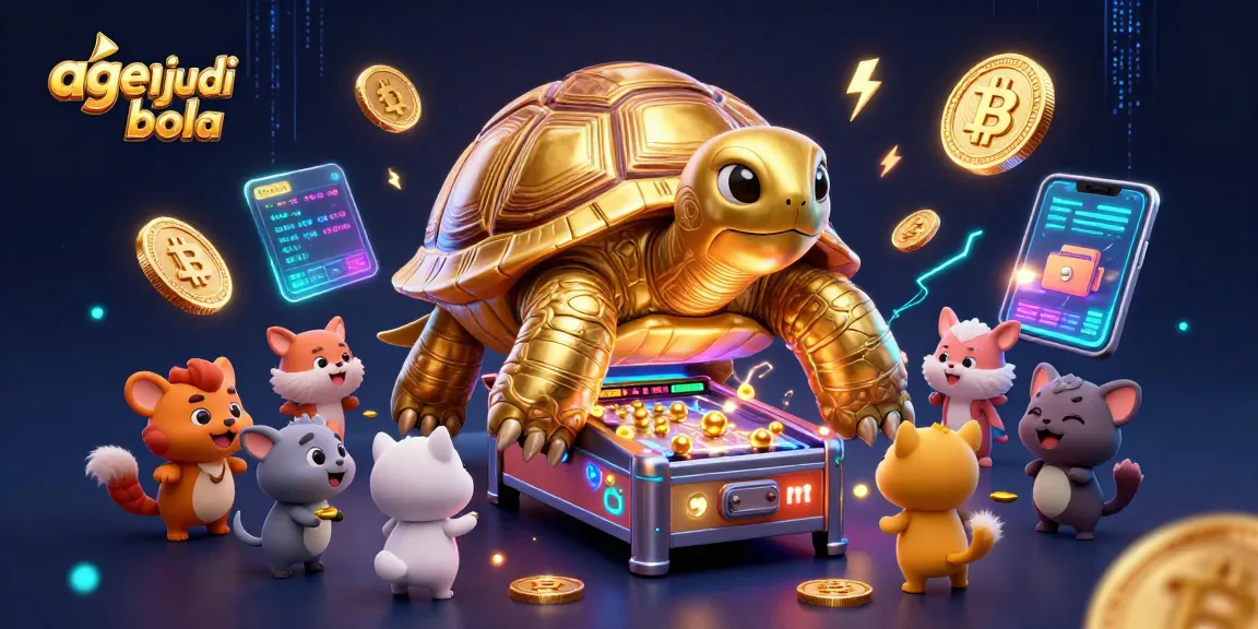 Engage in agen judi bola with dynamic sports betting excitement, featuring a vibrant tortoise pinball game.