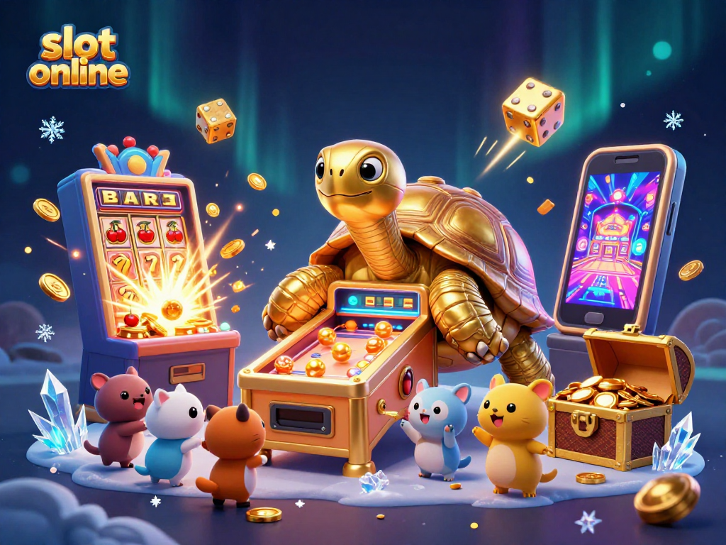 Menggali kemenangan di slot online dengan mesin slot yang memancarkan cahaya dan koin berlimpah.