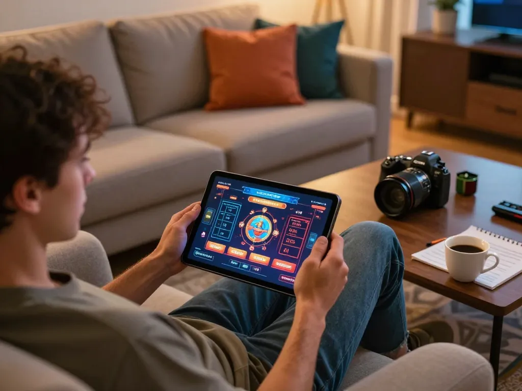 Engaging with migliori casino online stranieri on a tablet during home gaming session