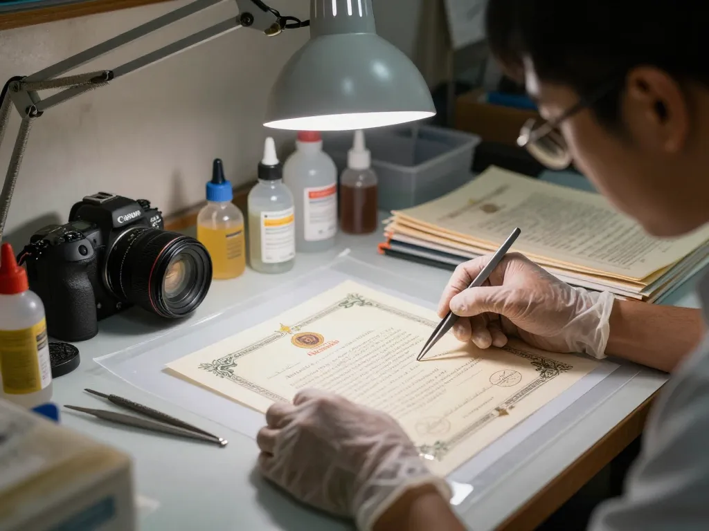 gỡ ép plastic hà nội - technician safely removing plastic from important documents in a professional workshop