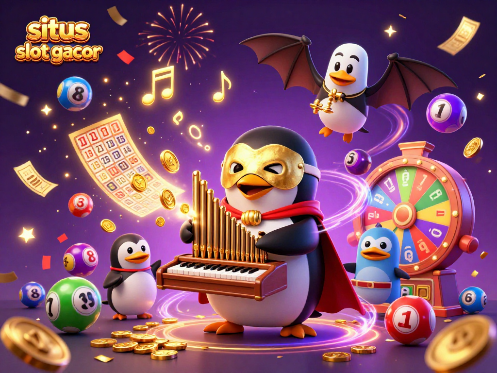 Experience winning at situs slot gacor surrounded by vibrant casino elements and celebration.