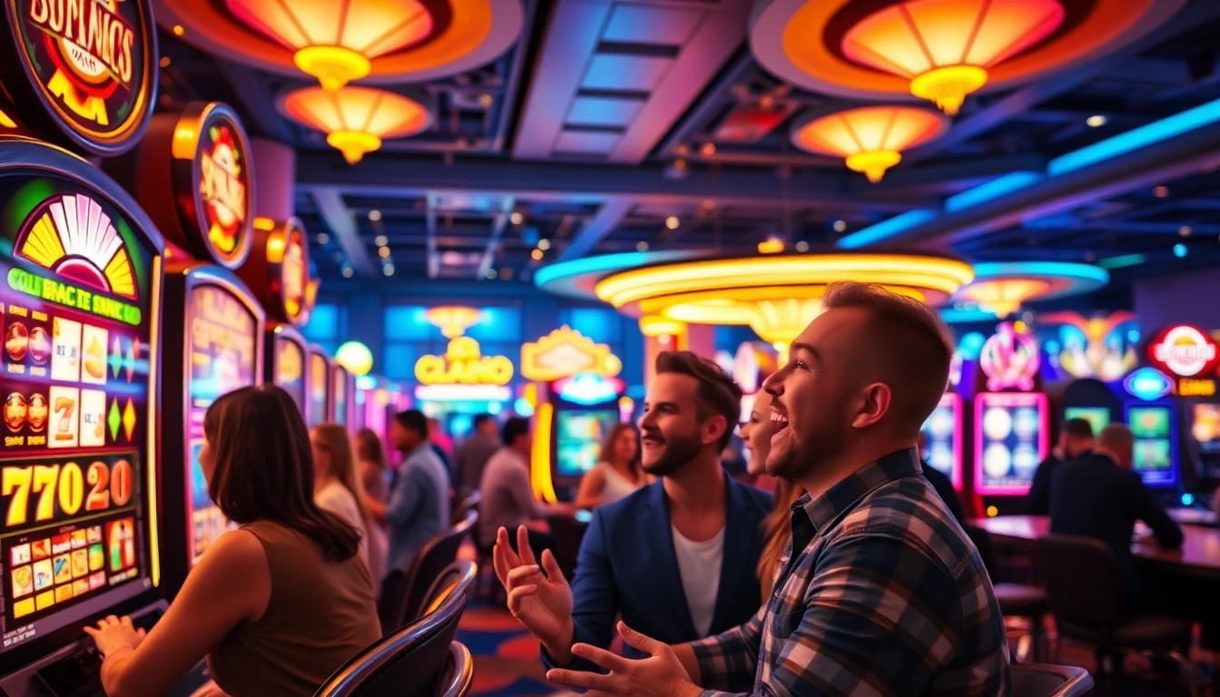 Exciting online casino Canada gaming scene with players enjoying various games in a lively atmosphere.