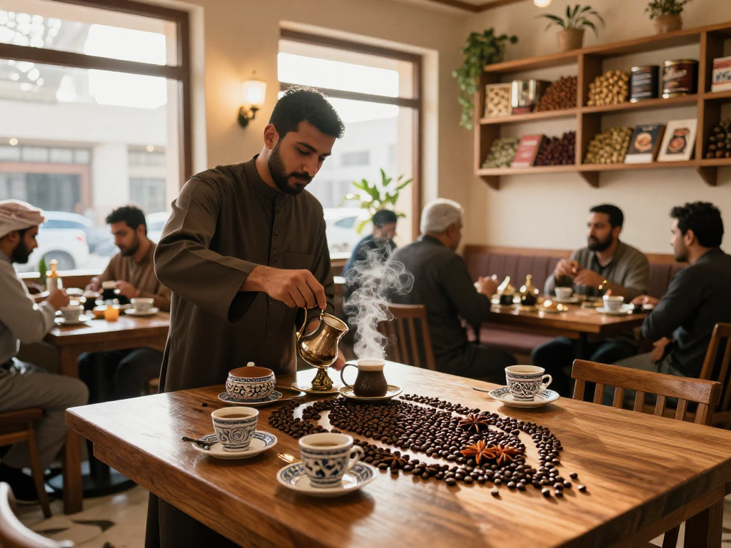 قهوجي الرياض يقدم القهوة العربية التقليدية في أجواء دافئة ومريحة