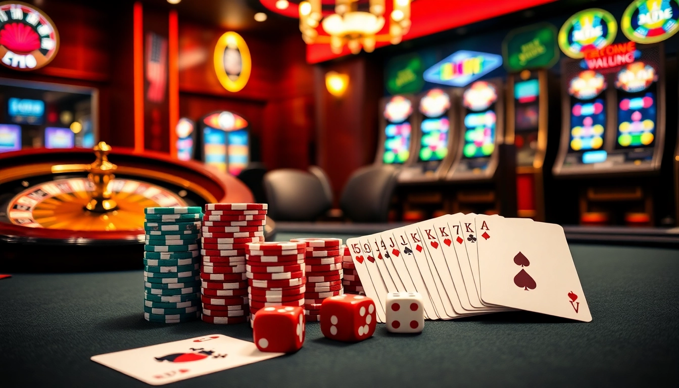 Représentation visuelle des meilleurs casinos en ligne mettant en avant une table de poker luxueuse avec des jetons et des cartes.