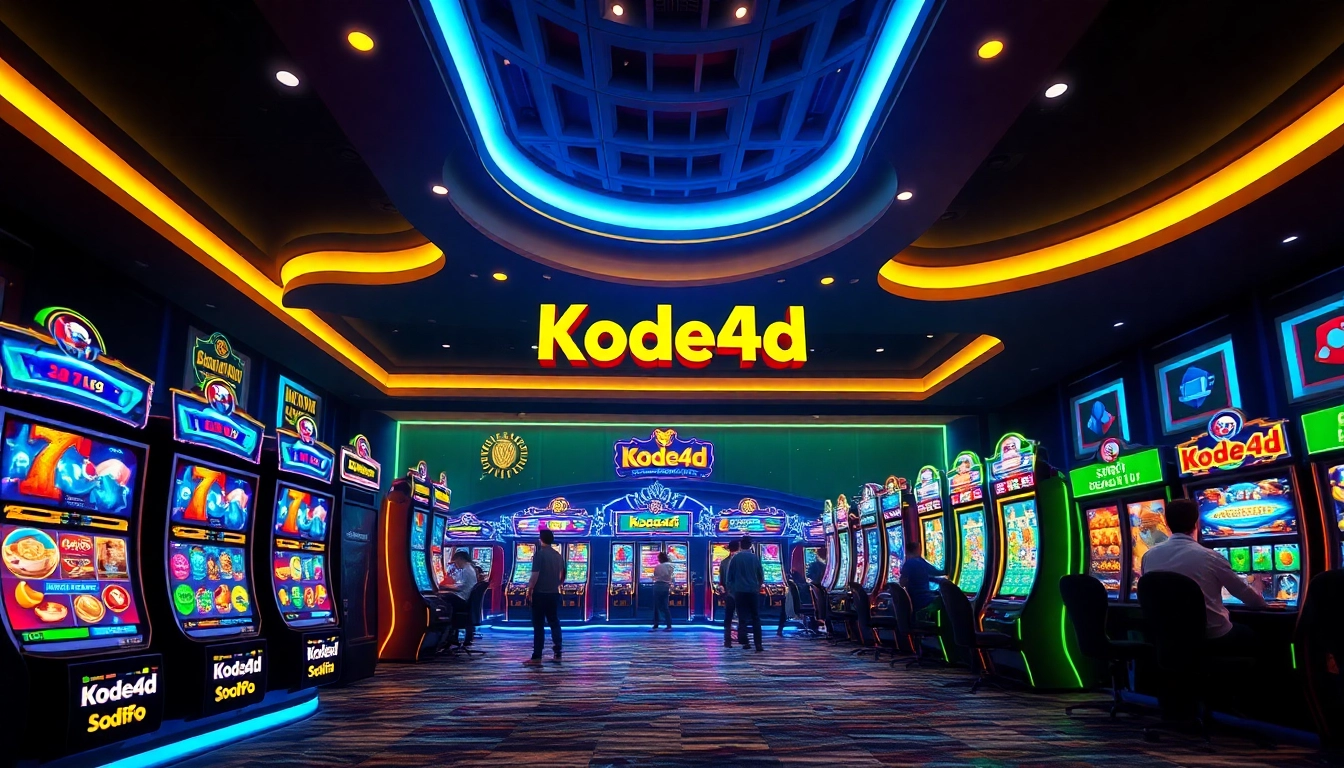 Exciting Kode4d slot gaming scene with vibrant colors and dynamic machines.
