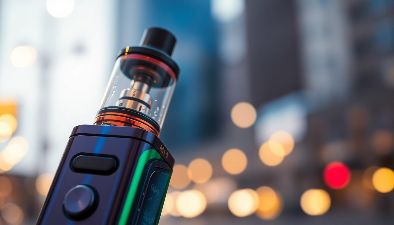 Capture the essence of the geek bar vape with sleek design and urban backdrop.