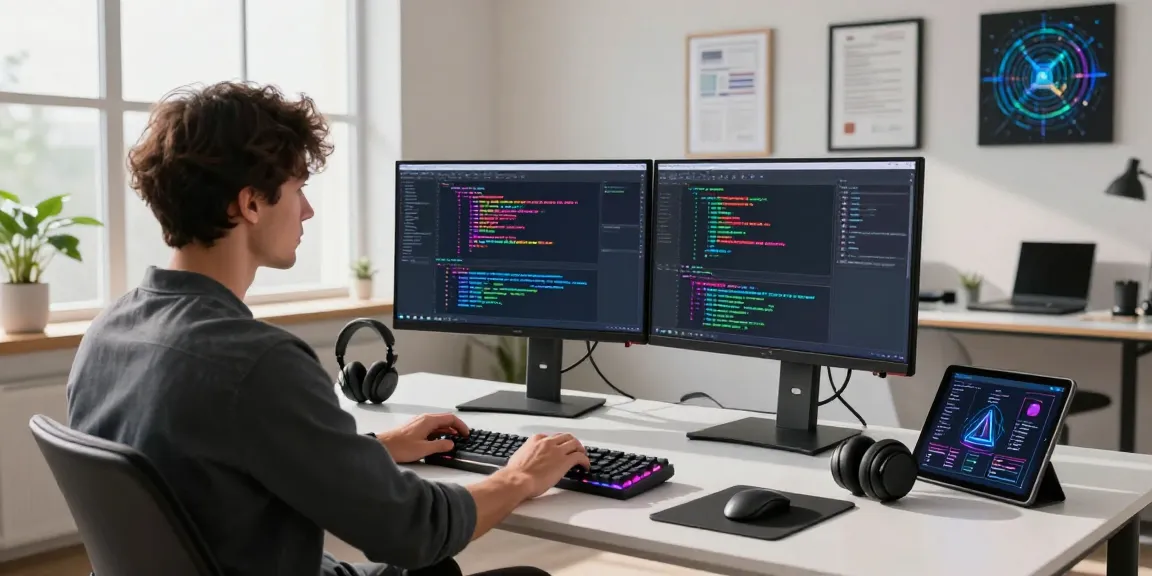 Developer coding spicy ai algorithms in a modern tech workspace