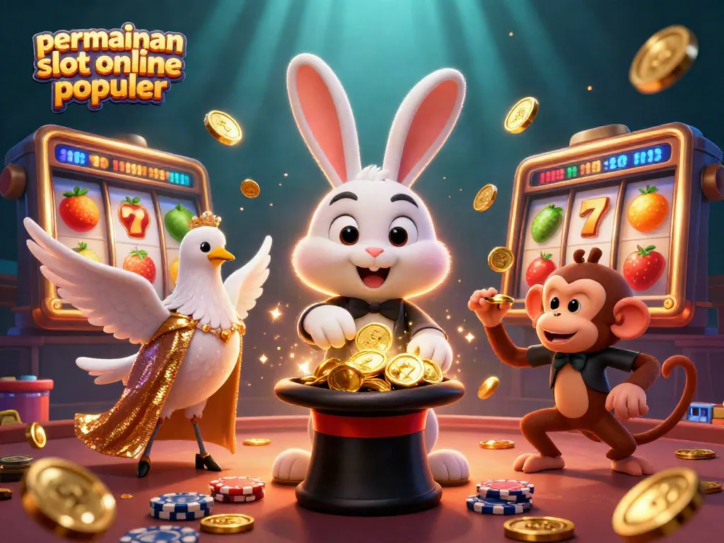 Menangkan permainan slot online populer dengan karakter kartun penuh warna dan elemen kasino yang menarik.