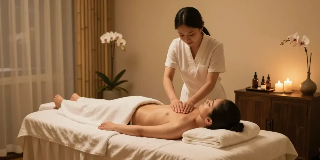 다낭 가라오케에서 즐기는 아로마 테라피 마사지의 편안한 분위기