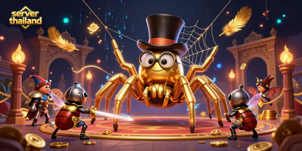 Engage with thrilling action at a server thailand casino, featuring adventurous characters in a lively illustration.
