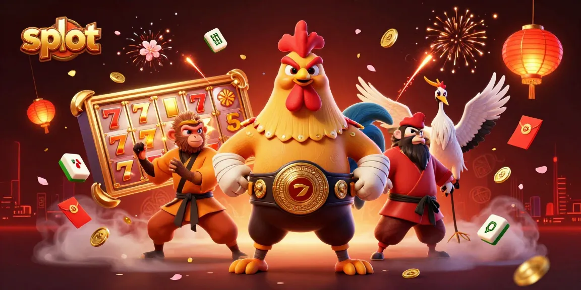 Engage with thrilling slot games featuring vivid 3D characters in a vibrant casino scene.