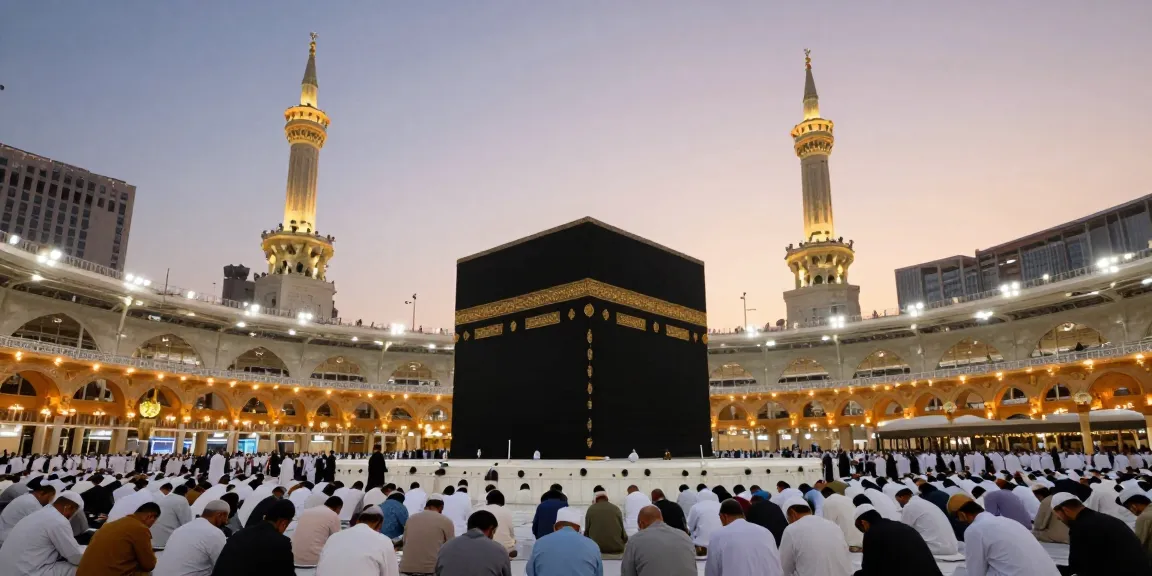 Experience umroh Itikaf in the spiritual heart of Mecca, surrounded by thousands of pilgrims in profound devotion.