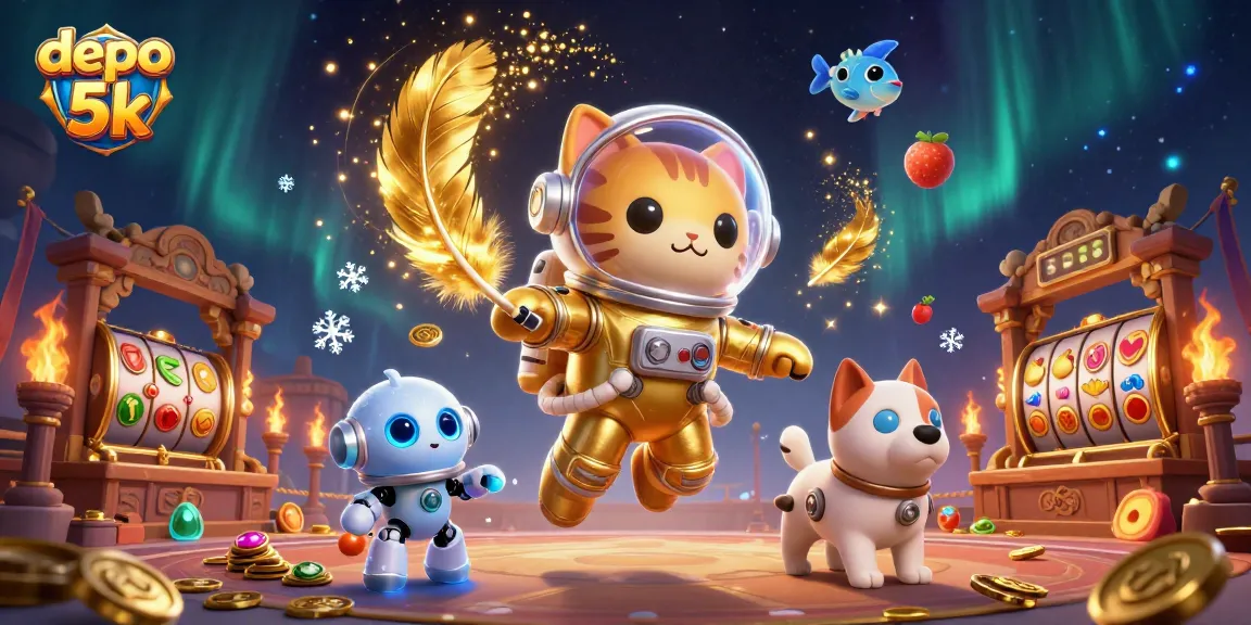 Experience thrilling wins at depo 5k with our action-packed casino slot illustration.