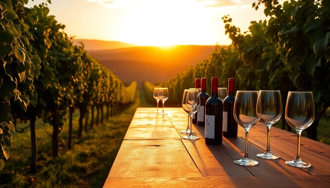Experience Winery Membership with elegant wine setup in a beautiful vineyard.