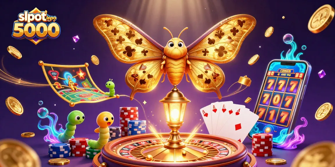 Experience thrilling gameplay at slot depo 5000 with vibrant casino elements and golden slot machine visuals.