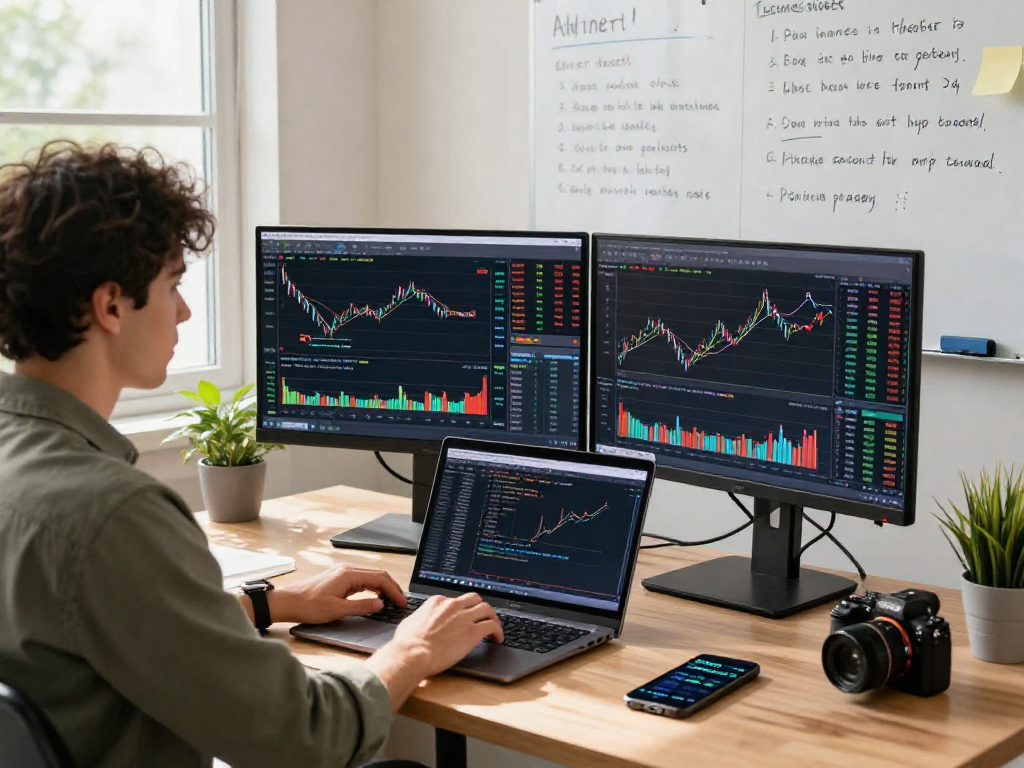 交易者在TradingView官网上分析市场图表，展示股票和加密货币数据。