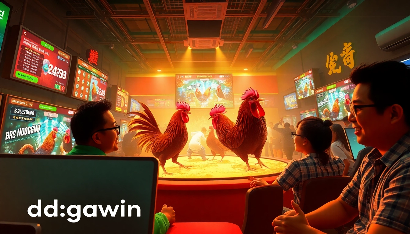 DAGA88 online gaming scene featuring live cockfighting bets at dagawin.live, showcasing excitement and engagement.