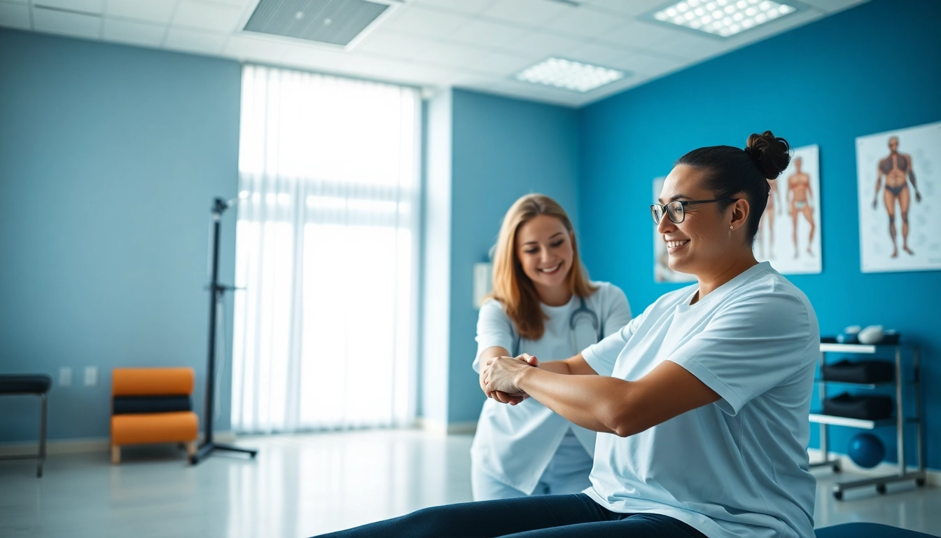 Engaging physiotherapy session highlighting north side edmonton physiotherapy with therapist and patient interaction.