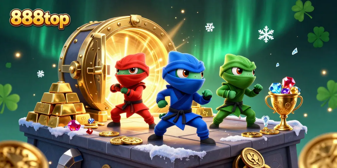 Experience thrilling action at 888top with ninja chameleons in a treasure-filled casino adventure.