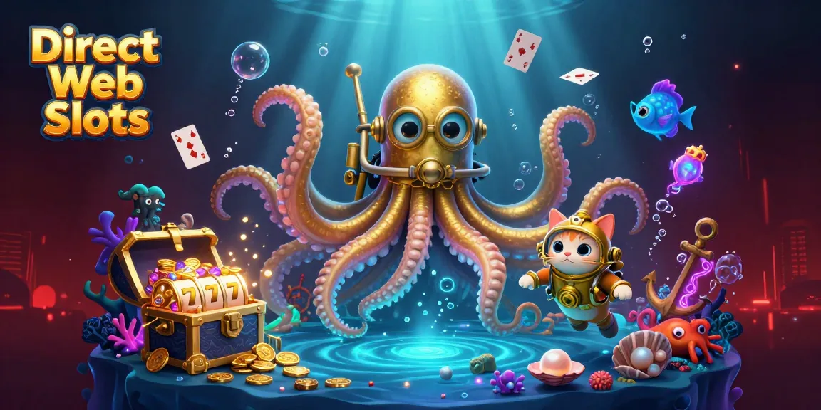 Experience luck with Direct Web Slots in this vibrant underwater casino scene filled with treasures.