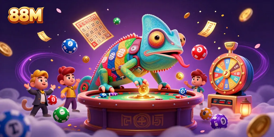 Catch exciting wins with 88M in a vibrant casino scene filled with colorful game elements.
