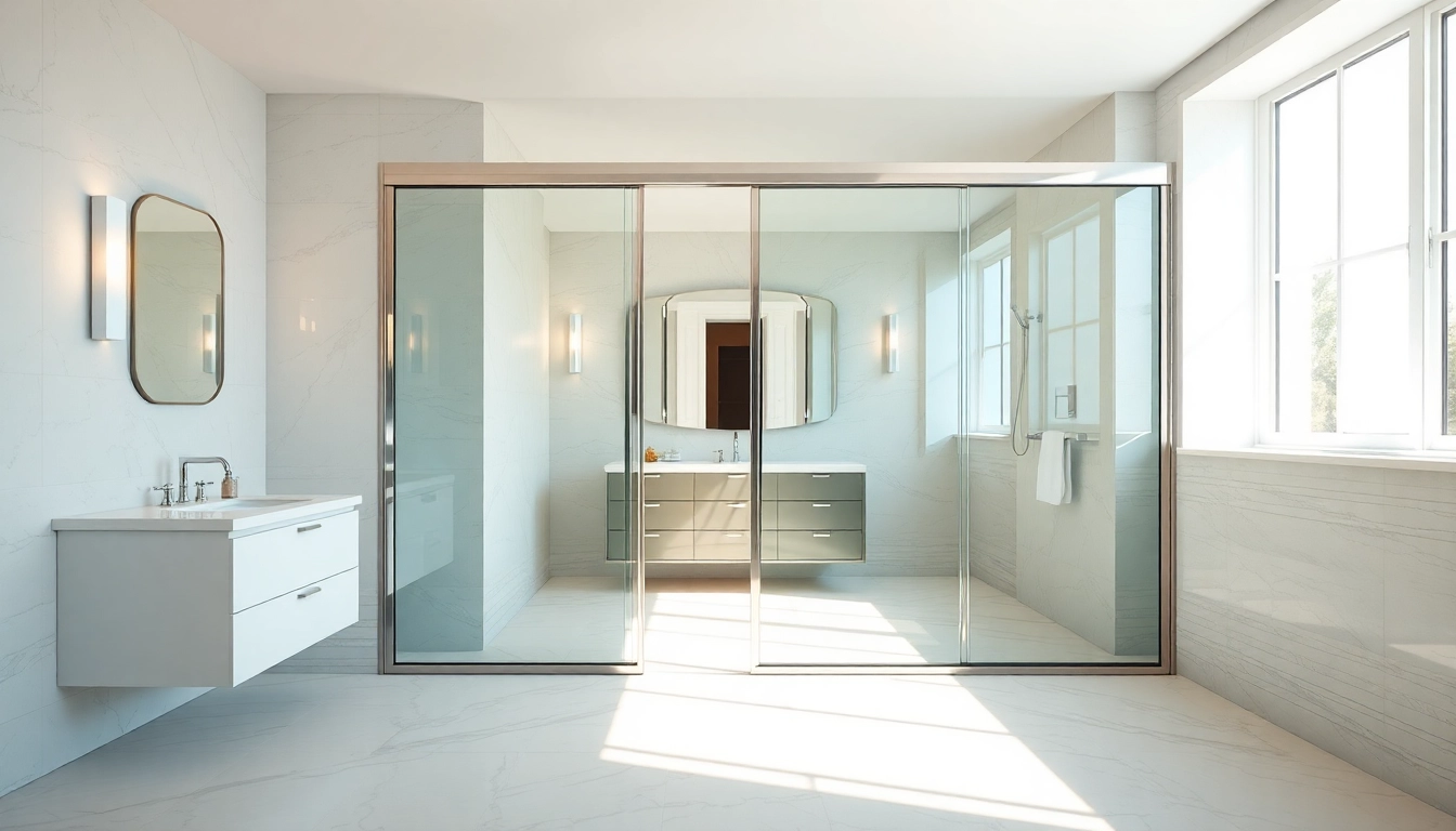 Showcasing modern sliding shower doors in an elegant bathroom setting with sleek design.